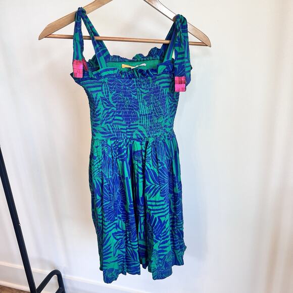 Briton Court Other - Briton Court Hawaiian Smocked Dress Girls Sz 8 Floral Hula Blue Print Hawaii